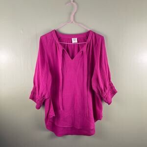 Matilda Jane Good Hart Gauze River Puff Sleeve V-Neck Blouse